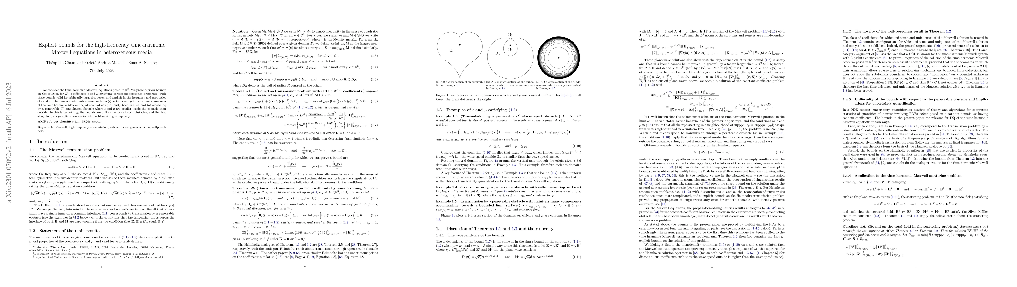Thumbnail for Explicit bounds for the high-frequency time-harmonic Maxwell equations
  in heterogeneous media