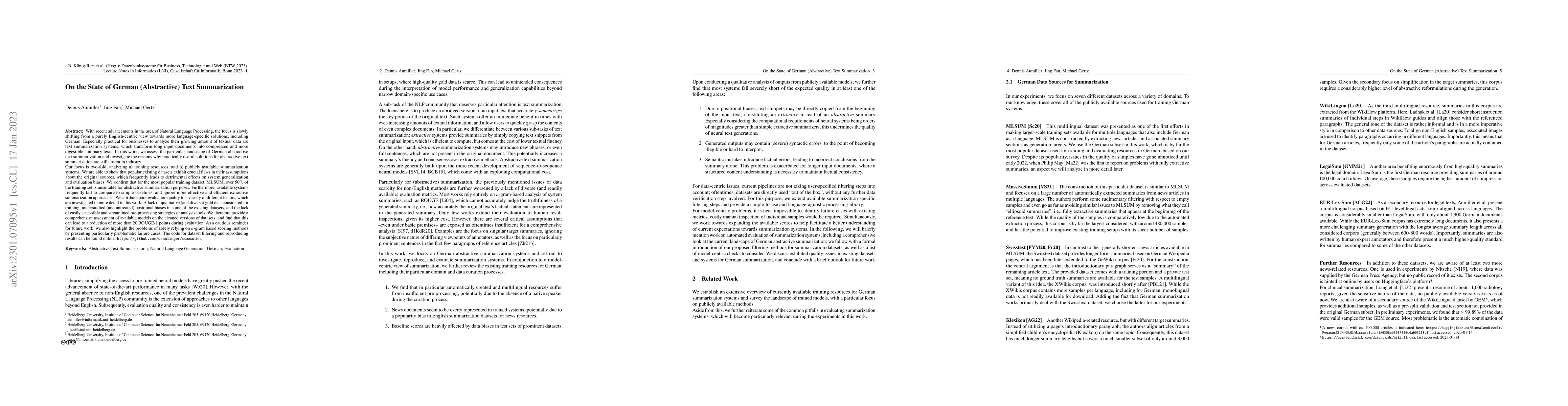 Thumbnail for On the State of German (Abstractive) Text Summarization