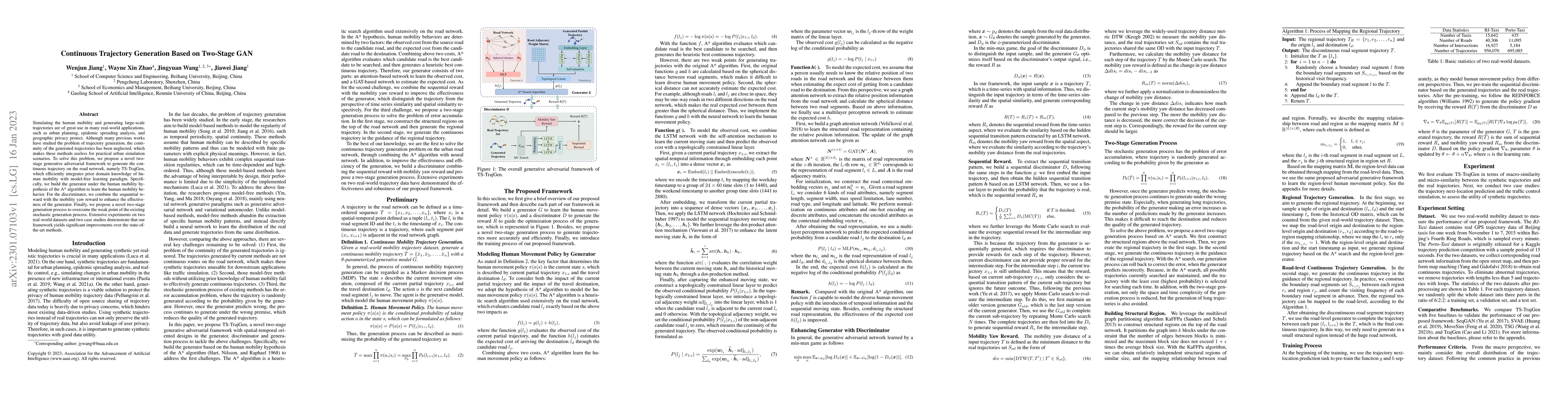 Thumbnail for Continuous Trajectory Generation Based on Two-Stage GAN