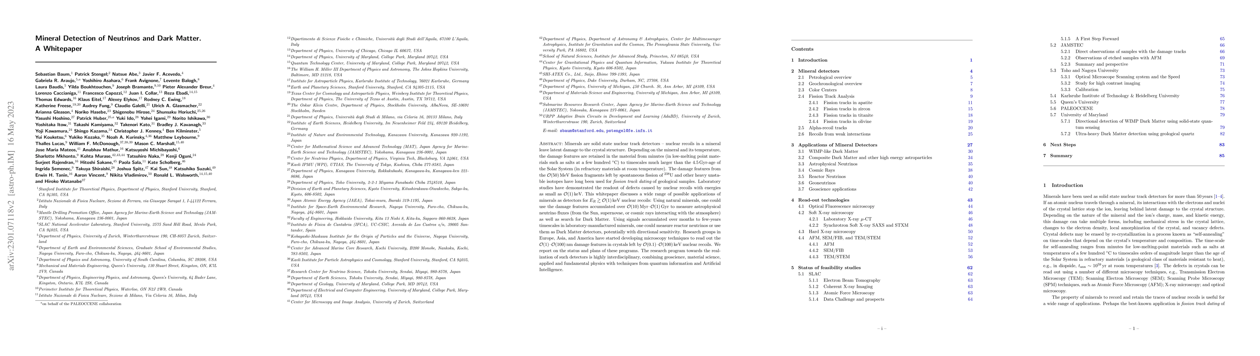 Thumbnail for Mineral Detection of Neutrinos and Dark Matter. A Whitepaper