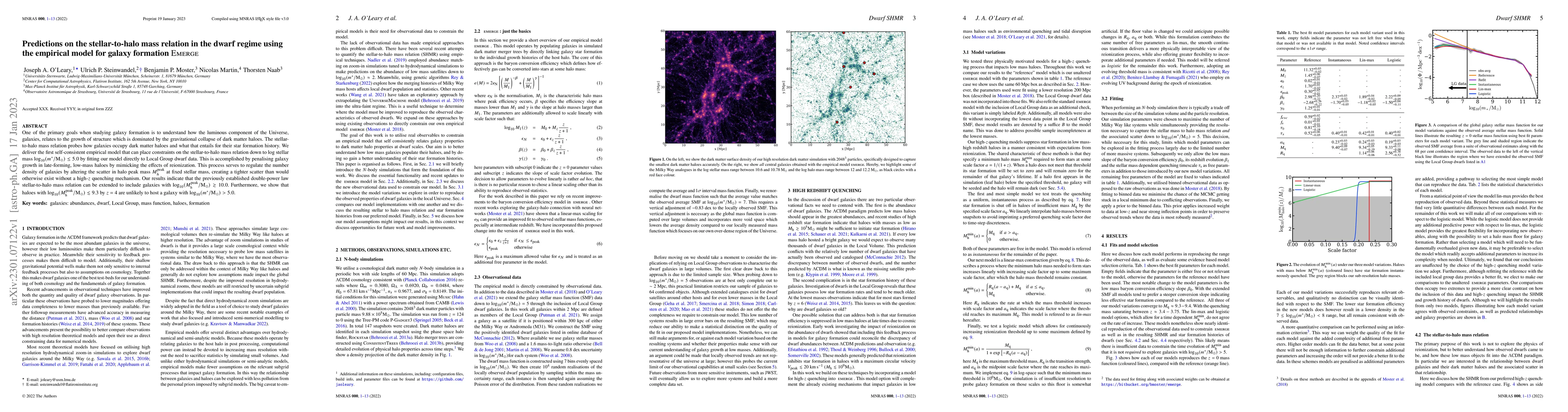 Thumbnail for Predictions on the stellar-to-halo mass relation in the dwarf regime
  using the empirical model for galaxy formation EMERGE