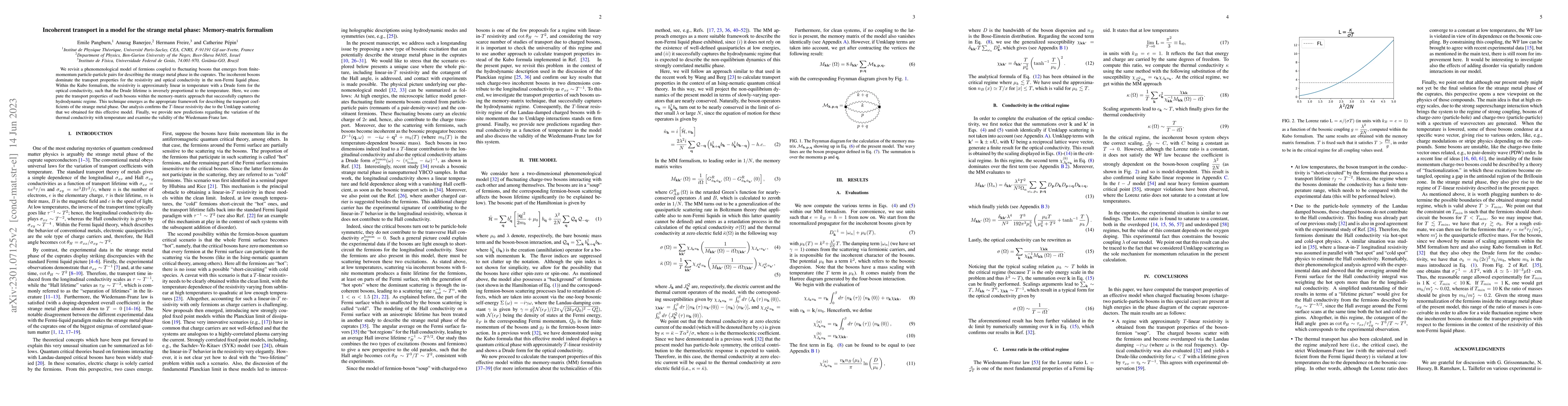 Thumbnail for Incoherent transport in a model for the strange metal phase:
  Memory-matrix formalism
