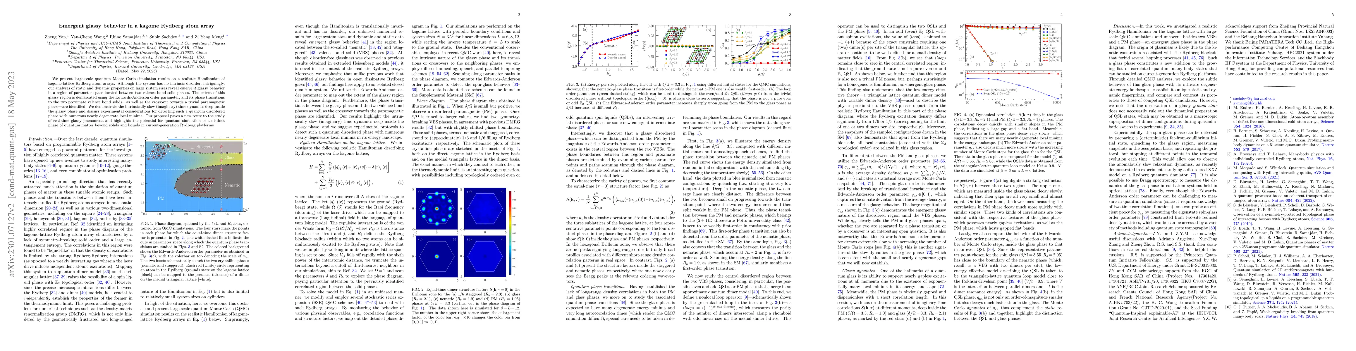Thumbnail for Emergent glassy behavior in a kagome Rydberg atom array
