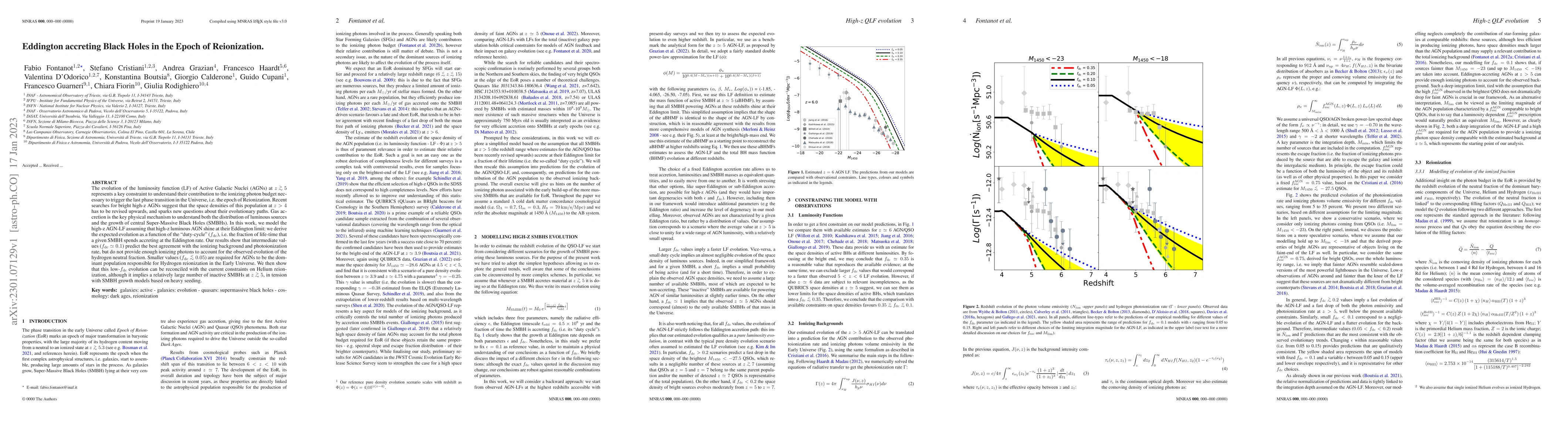 Thumbnail for Eddington accreting Black Holes in the Epoch of Reionization