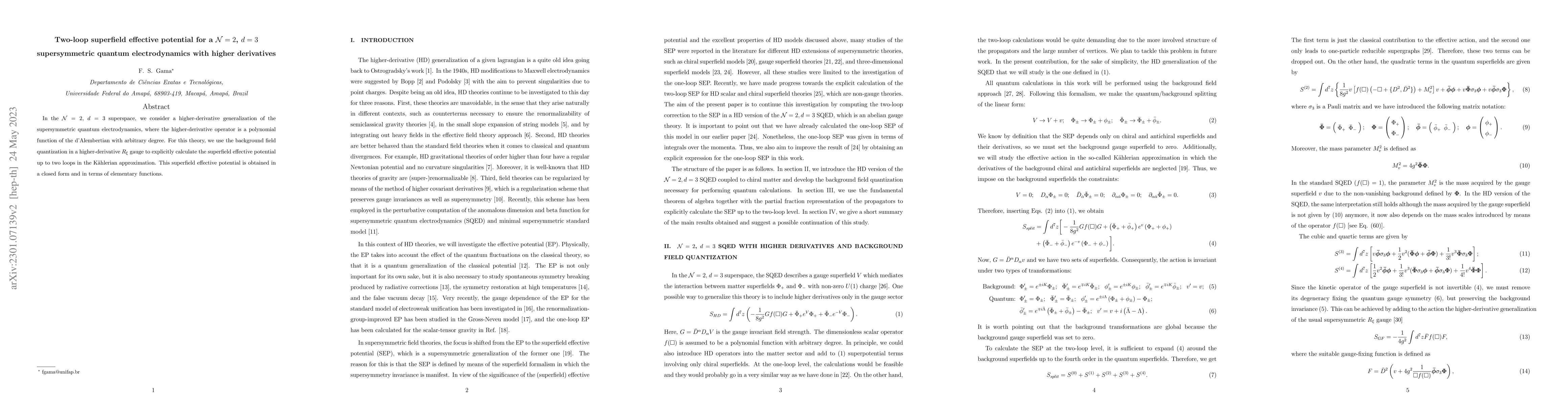 Thumbnail for Two-loop superfield effective potential for a $\mathcal{N}=2$, $d=3$
  supersymmetric quantum electrodynamics with higher derivatives