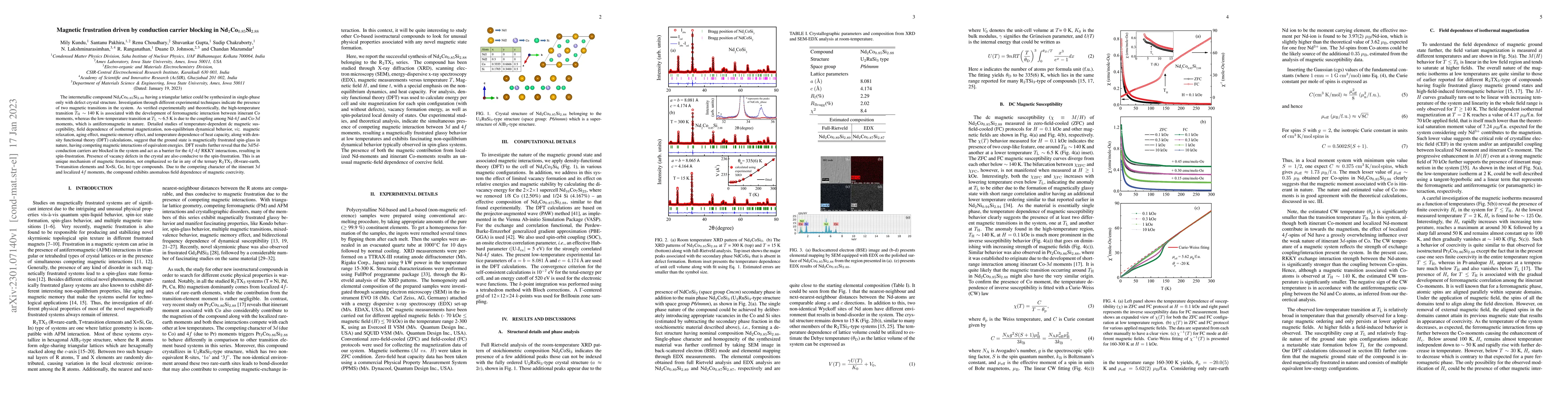 Thumbnail for Magnetic frustration driven by conduction carrier blocking in
  Nd$_2$Co$_{0.85}$Si$_{2.88}$