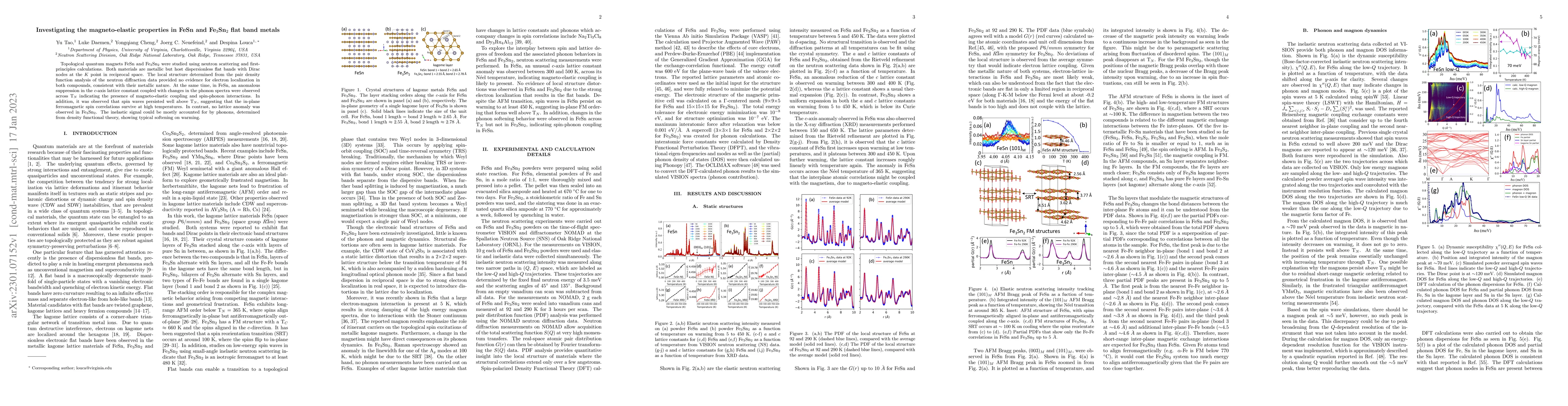 Thumbnail for Investigating the magneto-elastic properties in FeSn and
  Fe$_{3}$Sn$_{2}$ flat band metals