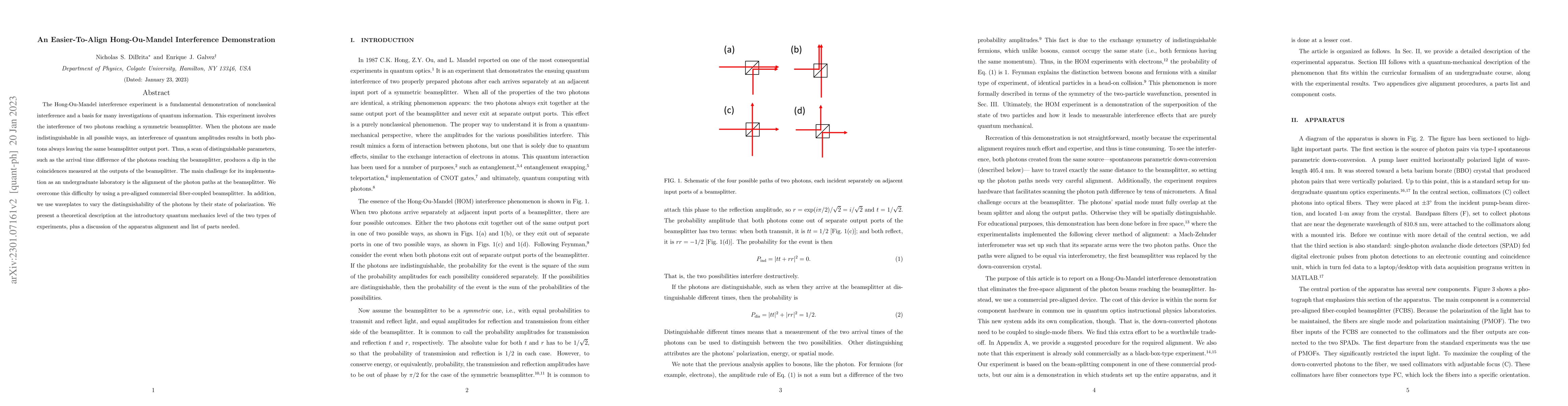 Thumbnail for An Easier-To-Align Hong-Ou-Mandel Interference Demonstration