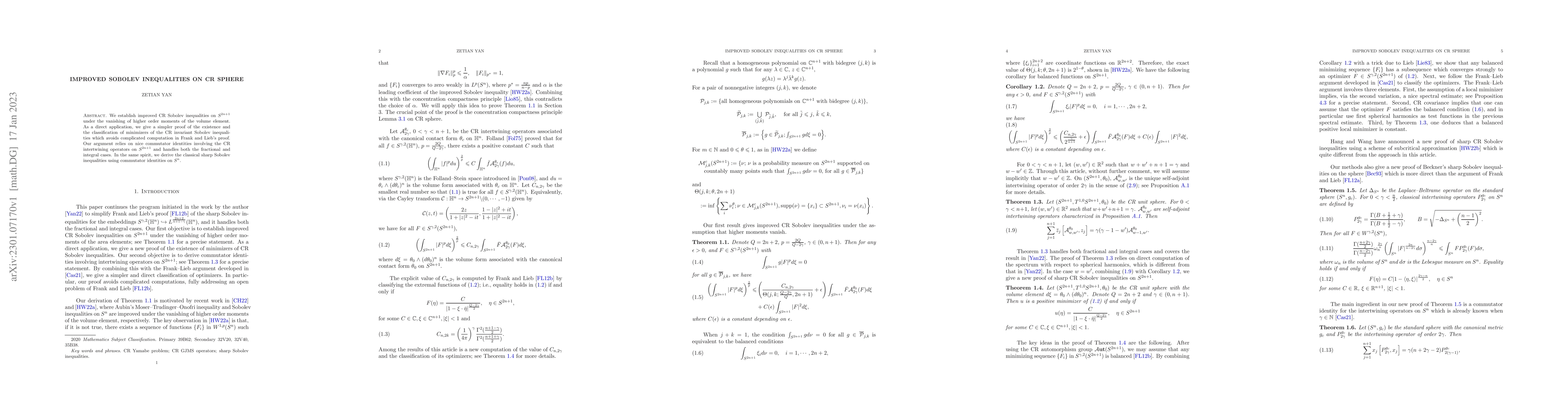 Thumbnail for Improved Sobolev inequalities on CR shpere