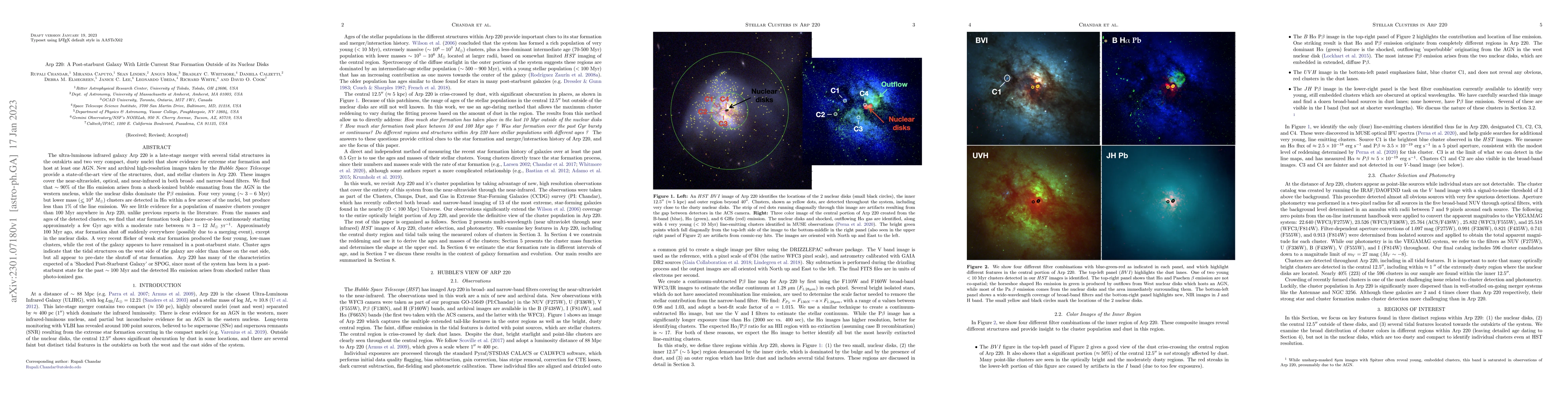 Thumbnail for Arp 220: A Post-Starburst Galaxy With Little Star Formation Outside of
  It's Nuclear Disks