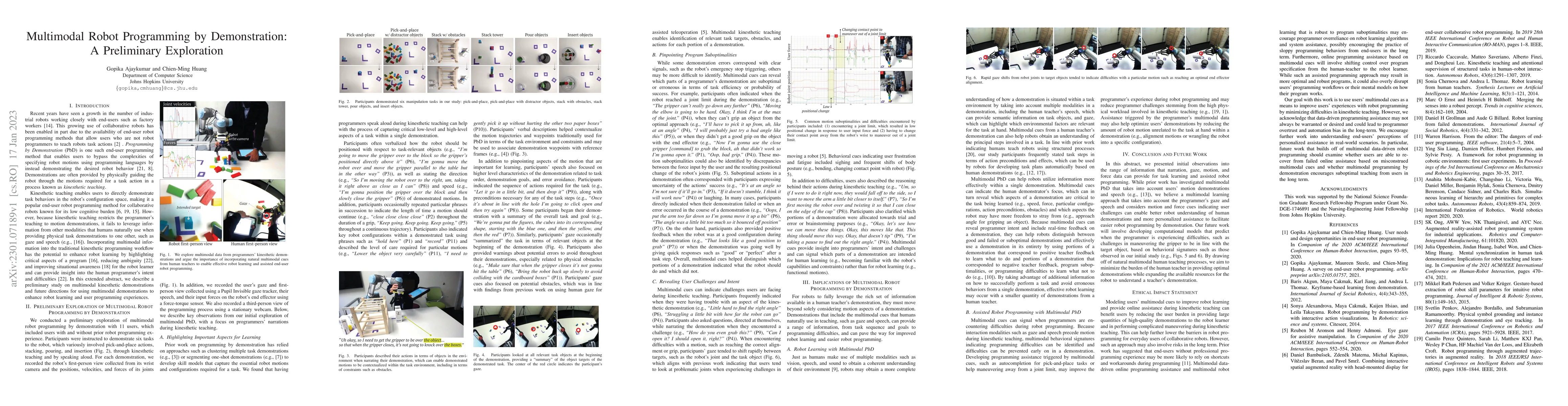 Thumbnail for Multimodal Robot Programming by Demonstration: A Preliminary Exploration