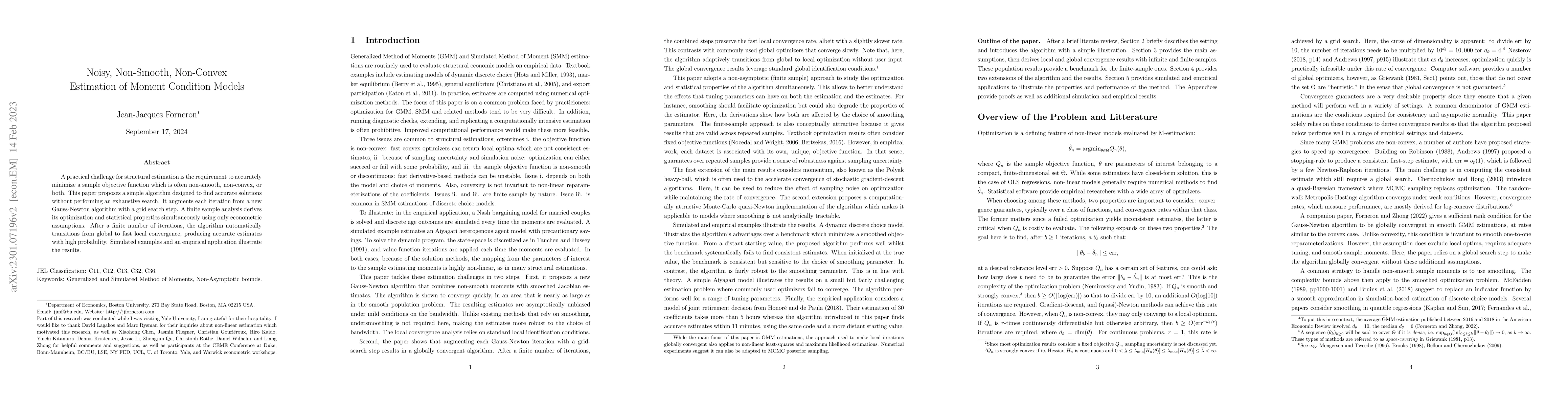 Thumbnail for Noisy, Non-Smooth, Non-Convex Estimation of Moment Condition Models
