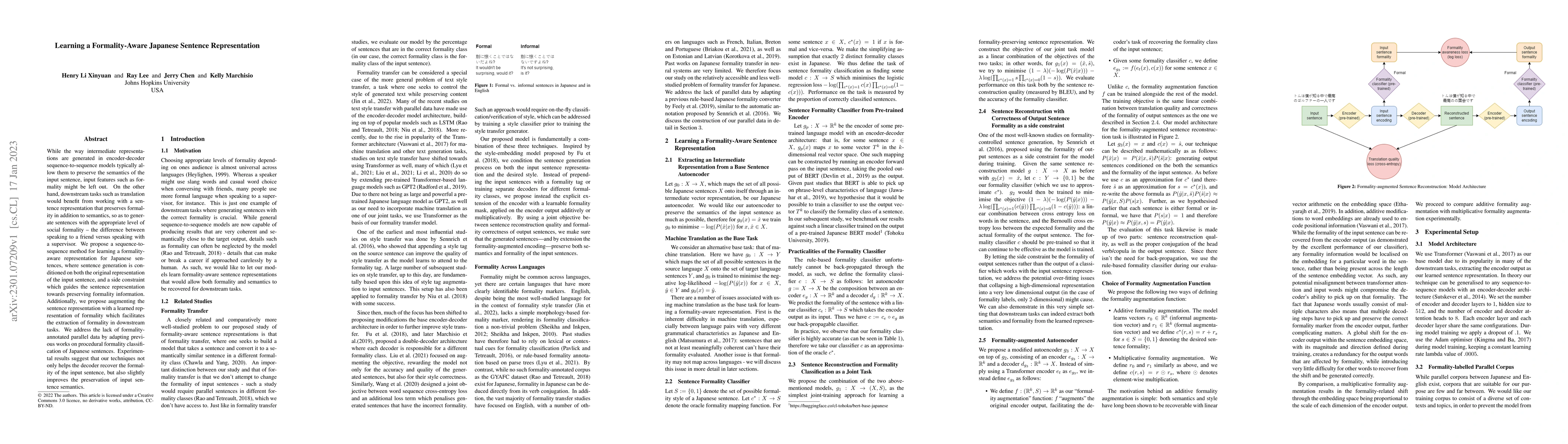 Thumbnail for Learning a Formality-Aware Japanese Sentence Representation