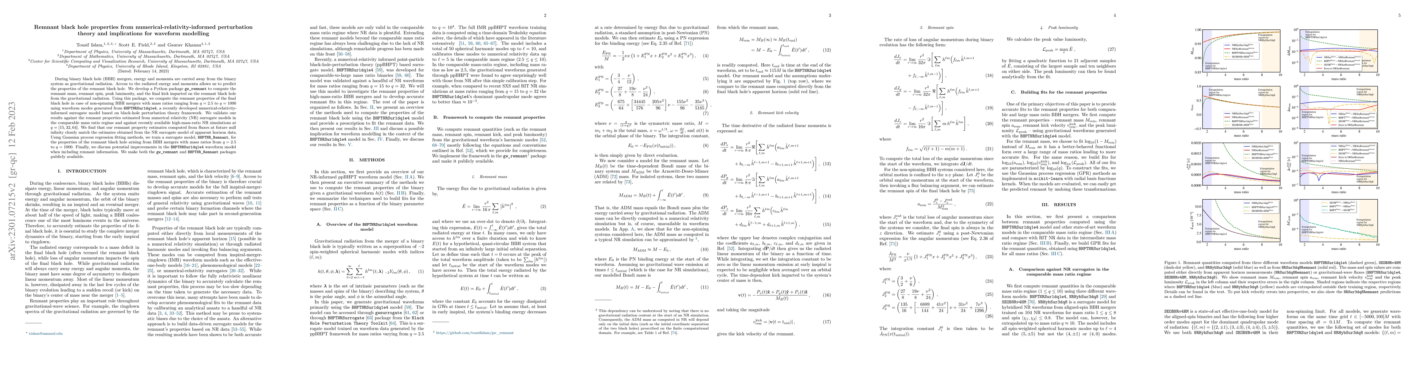 Thumbnail for Remnant black hole properties from numerical-relativity-informed
  perturbation theory and implications for waveform modelling