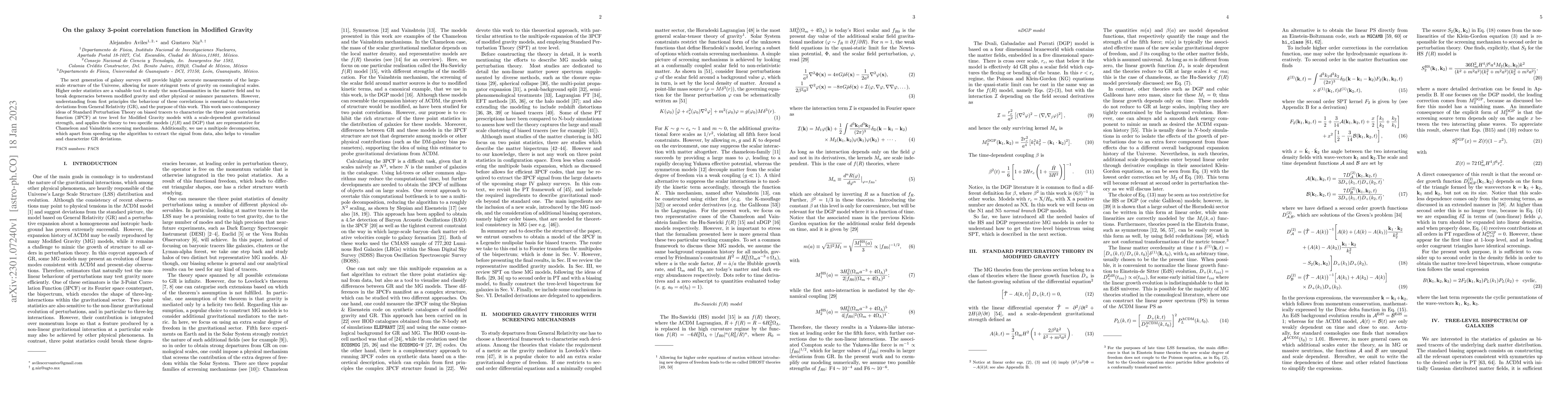 Thumbnail for On the galaxy 3-point correlation function in Modified Gravity