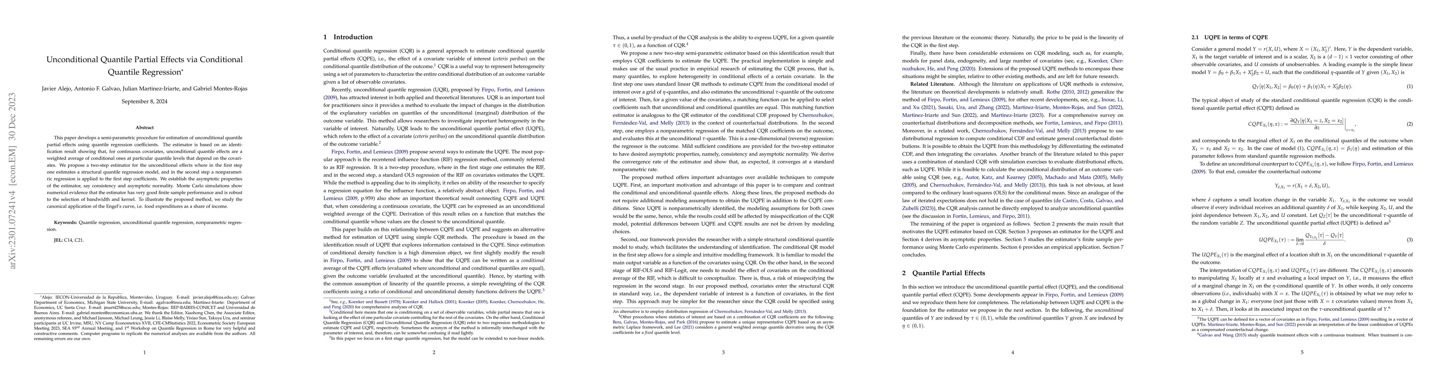 Thumbnail for Unconditional Quantile Partial Effects via Conditional Quantile
  Regression