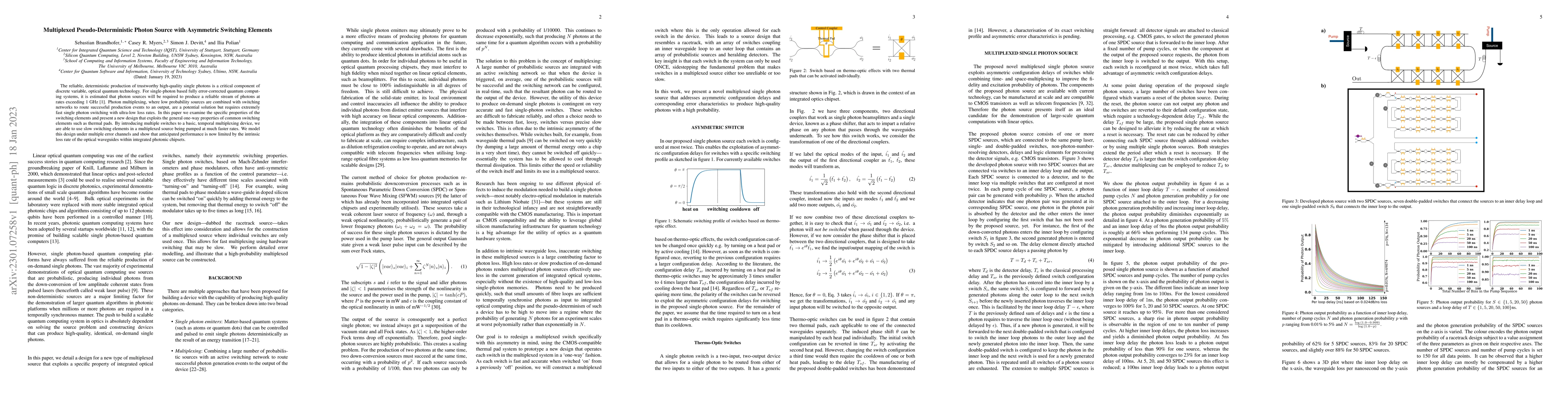 Thumbnail for Multiplexed Pseudo-Deterministic Photon Source with Asymmetric Switching
  Elements