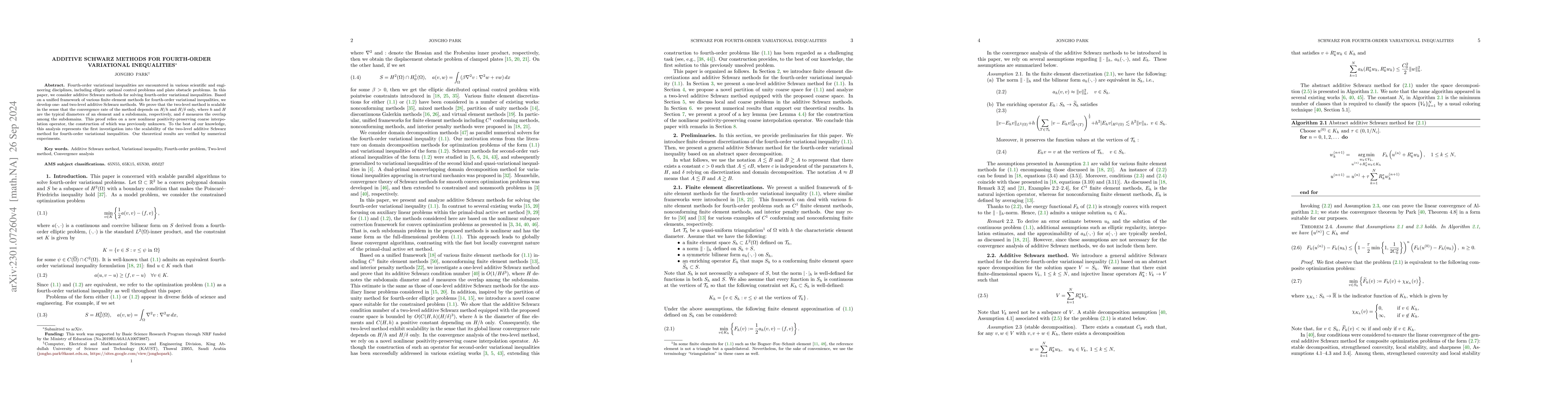Thumbnail for Additive Schwarz methods for fourth-order variational inequalities