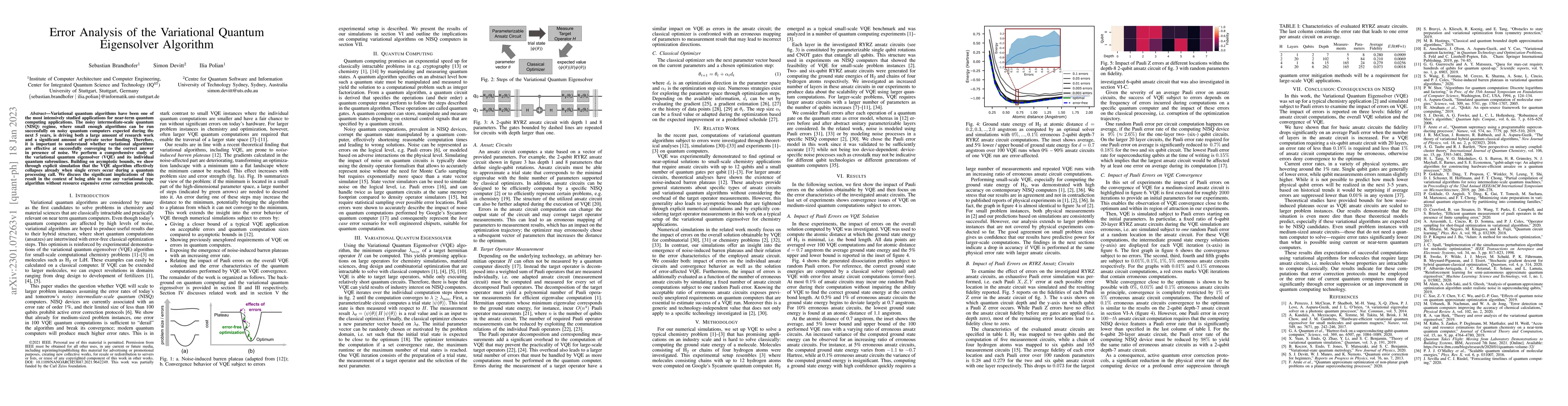 Thumbnail for Error Analysis of the Variational Quantum Eigensolver Algorithm