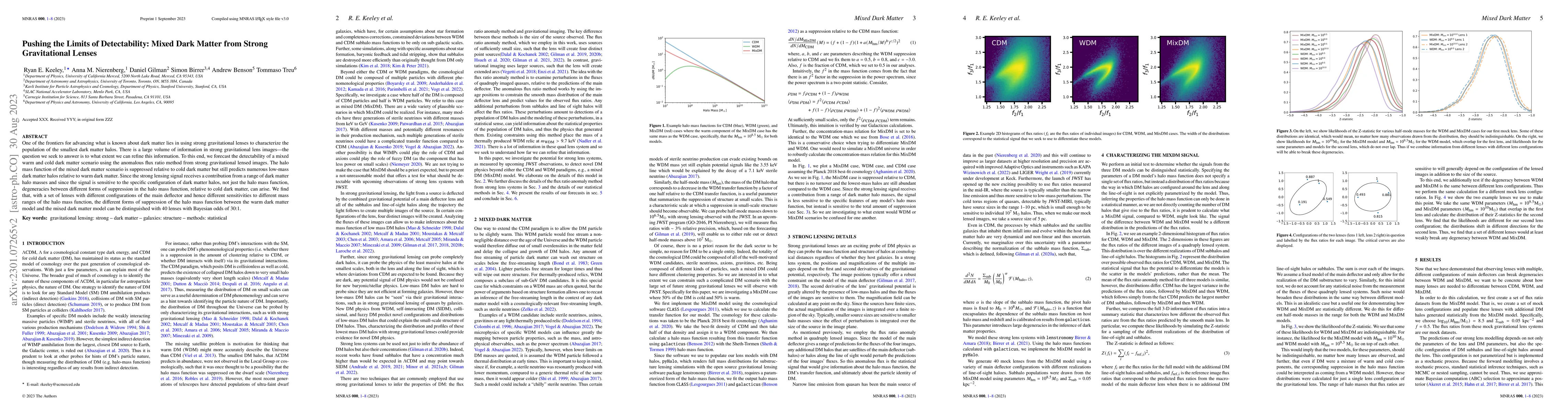 Thumbnail for Pushing the Limits of Detectability: Mixed Dark Matter from Strong
  Gravitational Lenses
