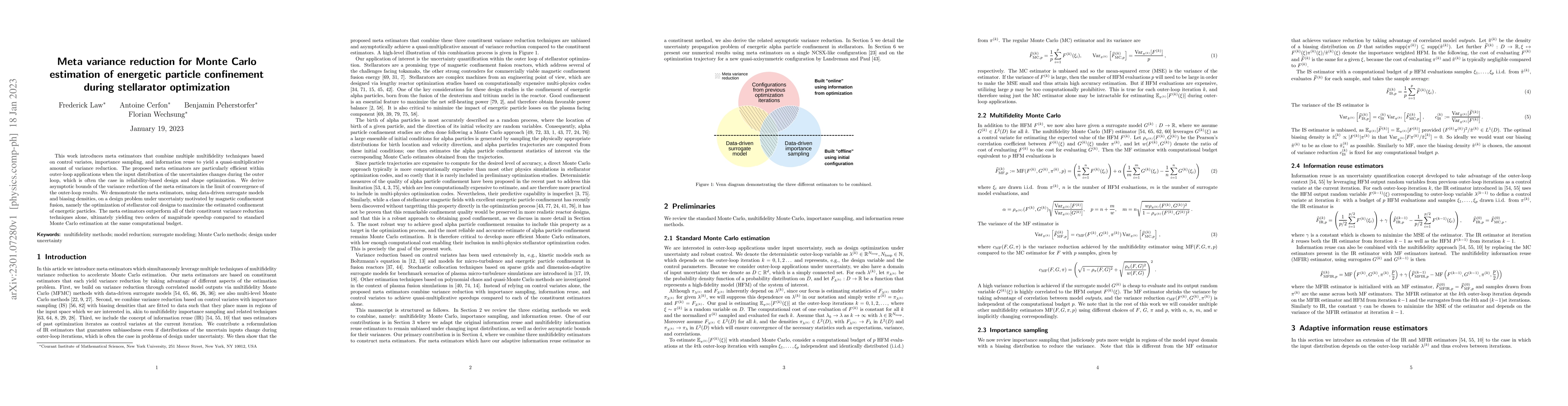 Thumbnail for Meta variance reduction for Monte Carlo estimation of energetic particle
  confinement during stellarator optimization