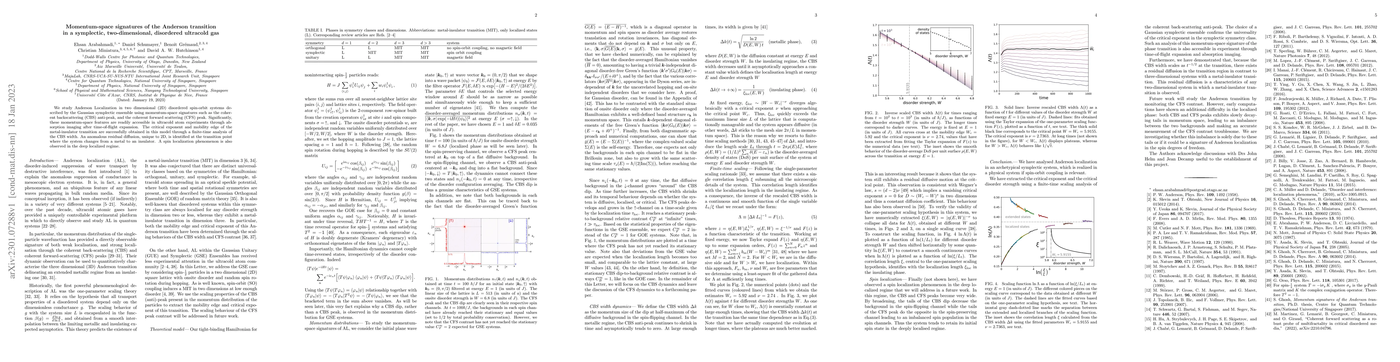 Thumbnail for Momentum-space signatures of the Anderson transition in a symplectic,
  two-dimensional, disordered ultracold gas