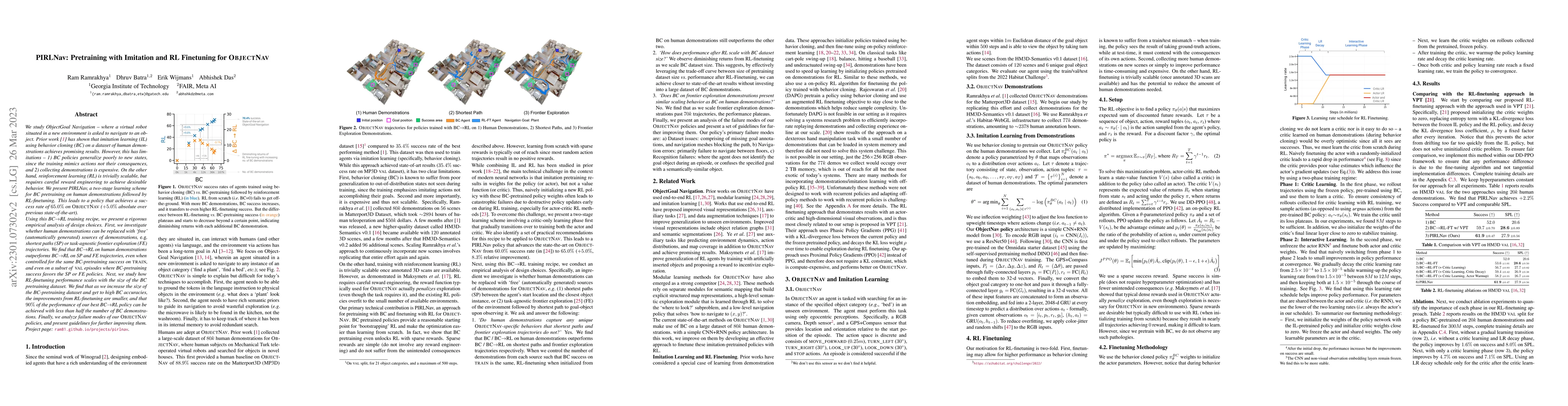 Thumbnail for PIRLNav: Pretraining with Imitation and RL Finetuning for ObjectNav