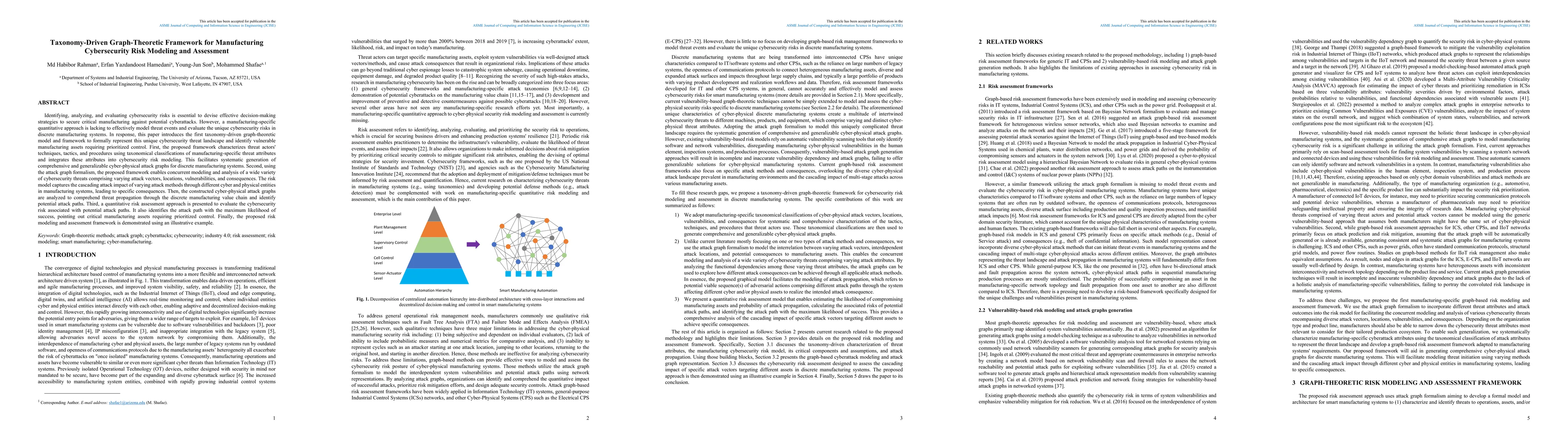Thumbnail for Graph-Theoretic Approach for Manufacturing Cybersecurity Risk Modeling
  and Assessment