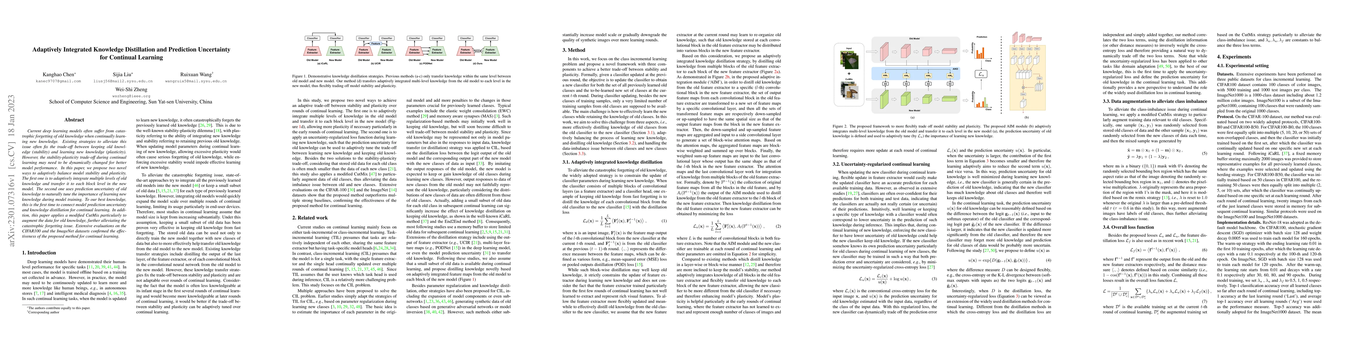 Thumbnail for Adaptively Integrated Knowledge Distillation and Prediction Uncertainty
  for Continual Learning