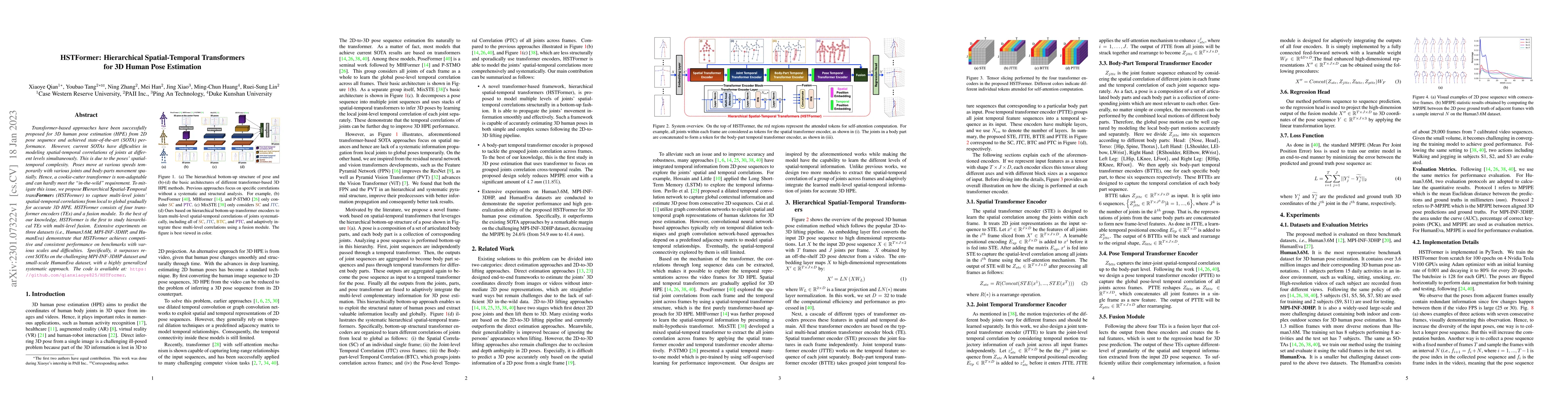Thumbnail for HSTFormer: Hierarchical Spatial-Temporal Transformers for 3D Human Pose
  Estimation