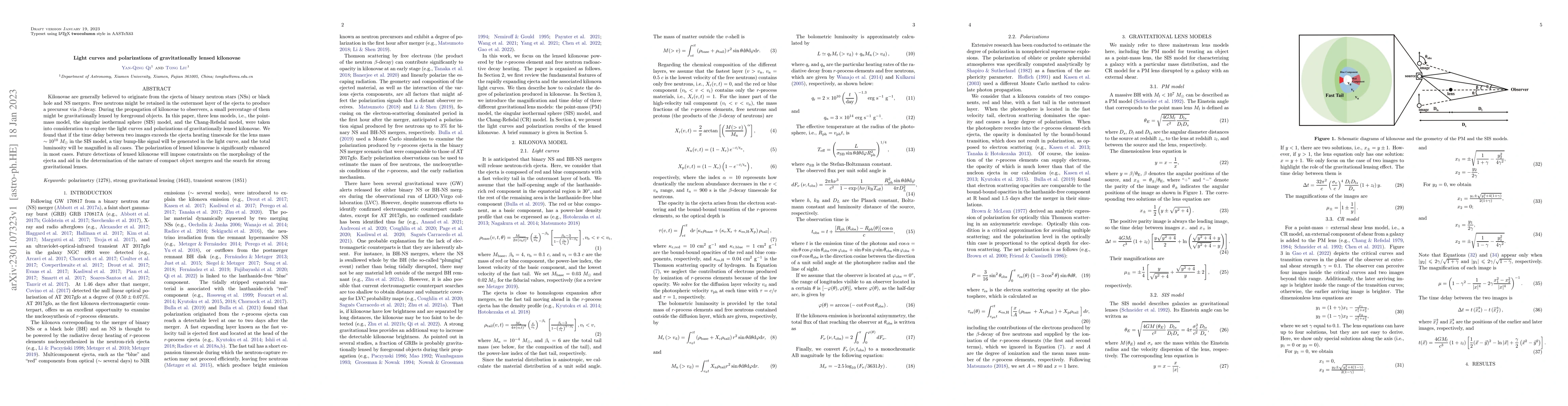 Thumbnail for Light curves and polarizations of gravitationally lensed kilonovae