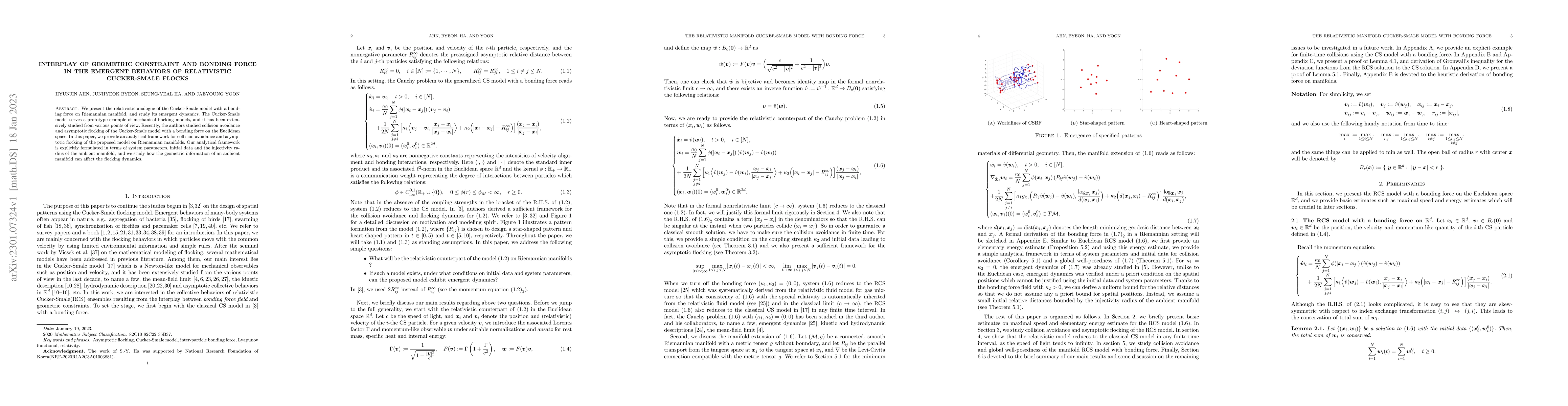 Thumbnail for Interplay of geometric constraint and bonding force in the emergent
  behaviors of relativistic Cucker-Smale flocks