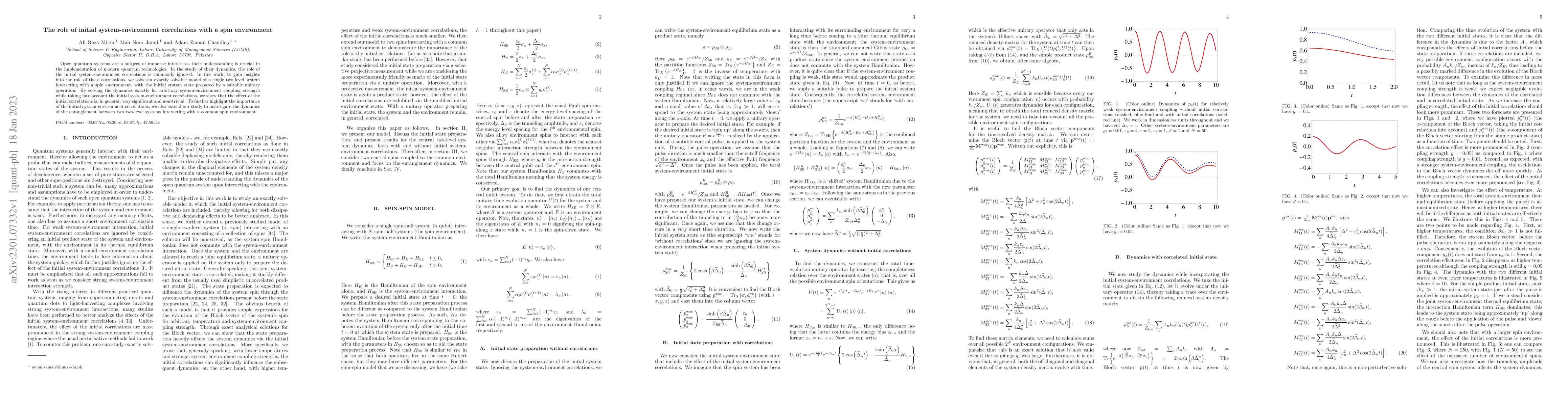 Thumbnail for The role of initial system-environment correlations with a spin
  environment