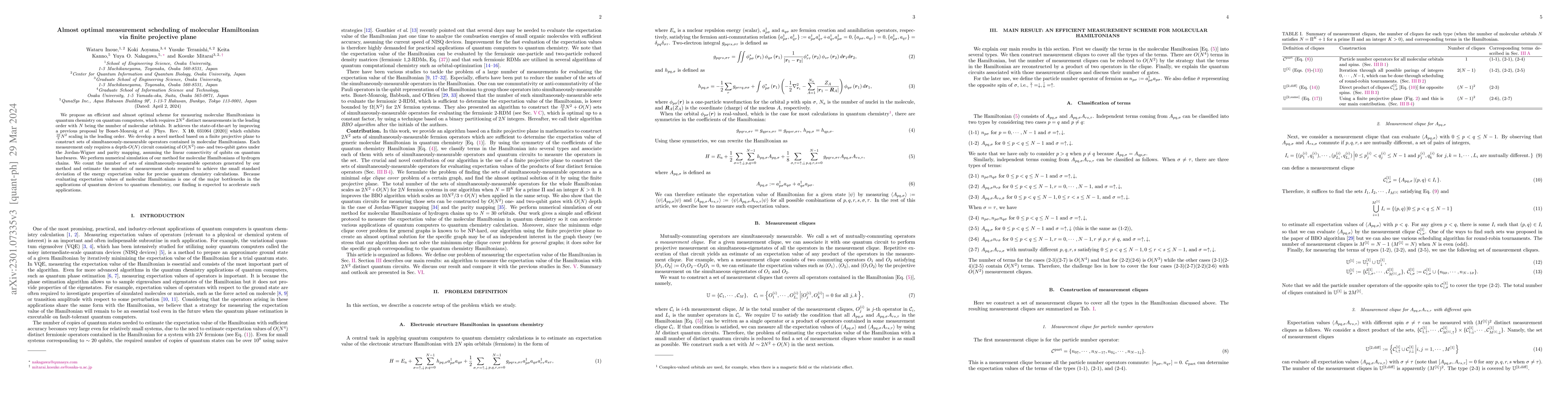 Thumbnail for Almost optimal measurement scheduling of molecular Hamiltonian via
  finite projective plane