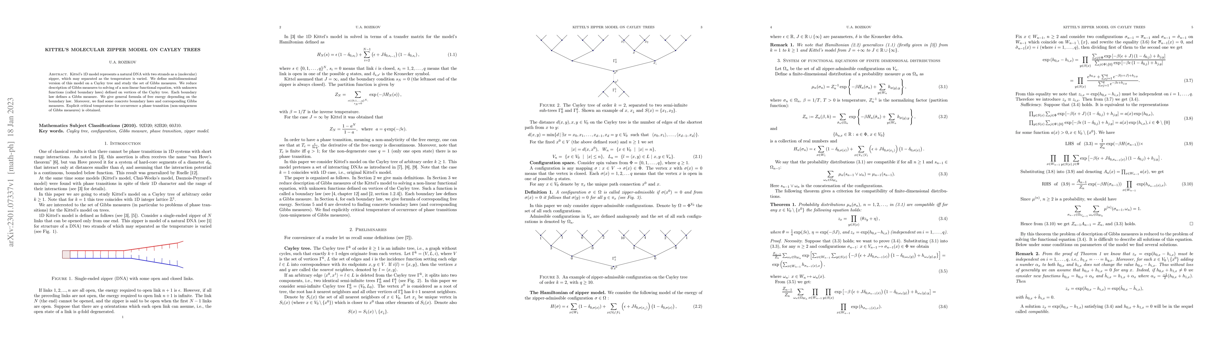 Thumbnail for Kittel's molecular zipper model on Cayley trees