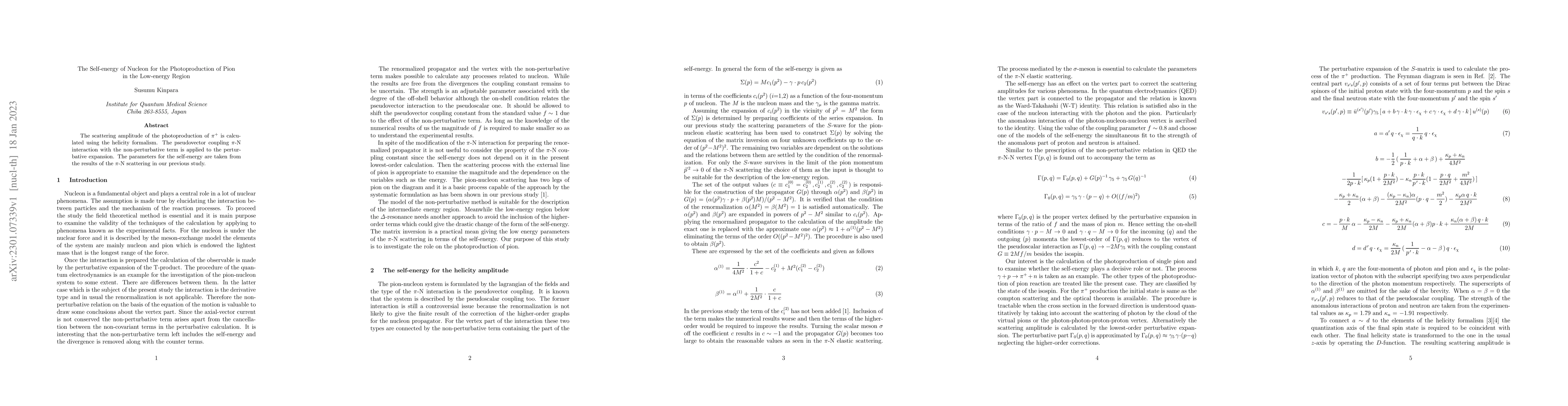 Thumbnail for The Self-energy of Nucleon for the Photoproduction of Pion in the
  Low-energy Region