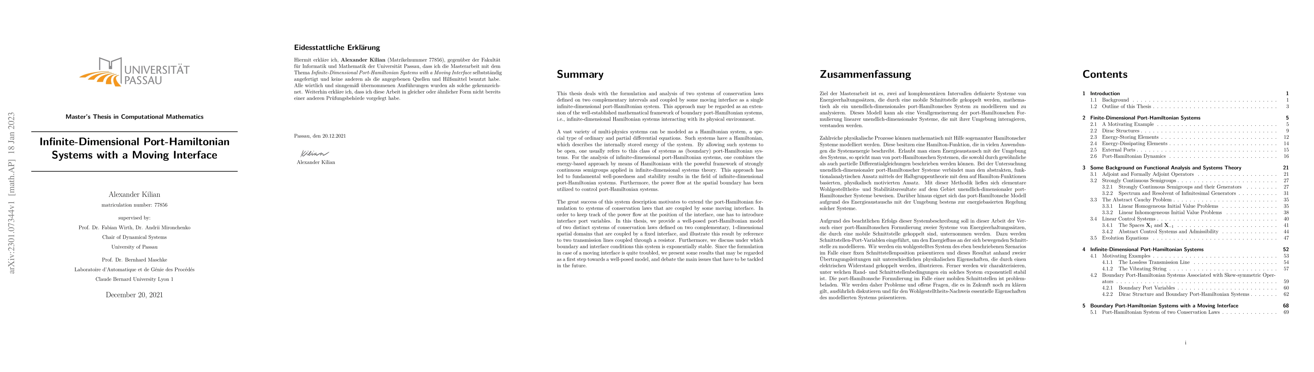 Thumbnail for Infinite-Dimensional Port-Hamiltonian Systems with a Moving Interface