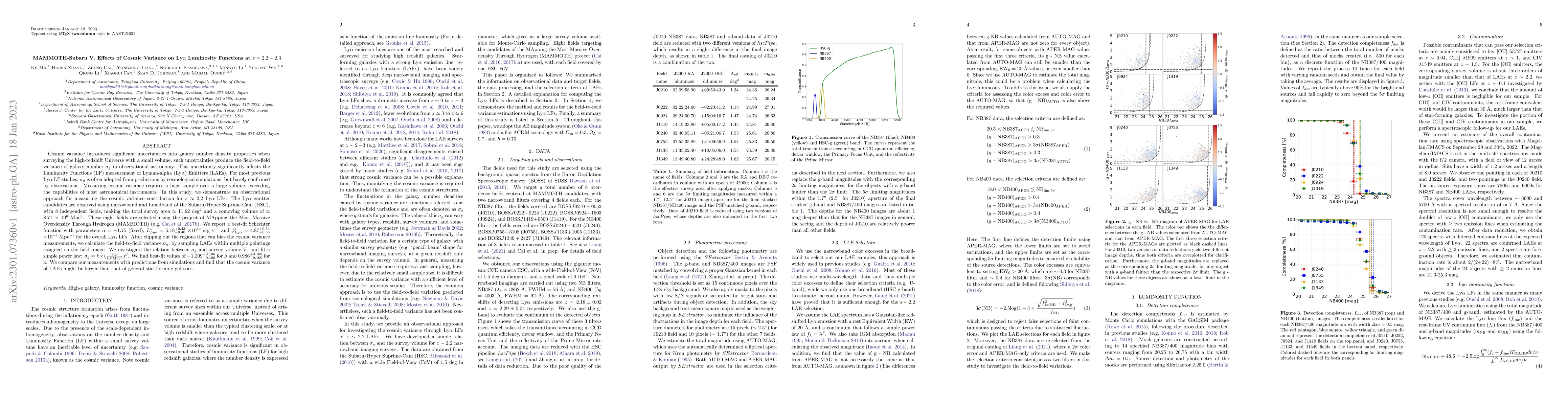 Thumbnail for MAMMOTH-Subaru V. Effects of Cosmic Variance on Ly$\alpha$ Luminosity
  Functions at $z=2.2-2.3$