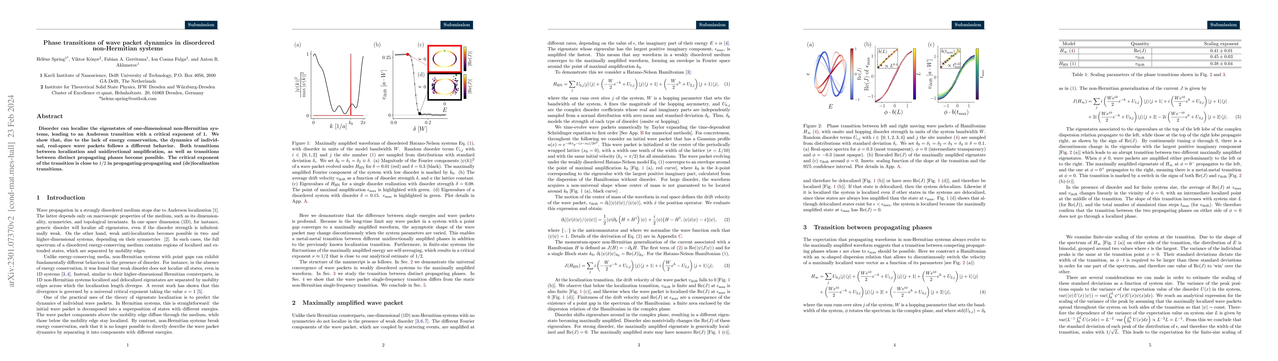 Thumbnail for Phase transitions of wave packet dynamics in disordered non-Hermitian
  systems