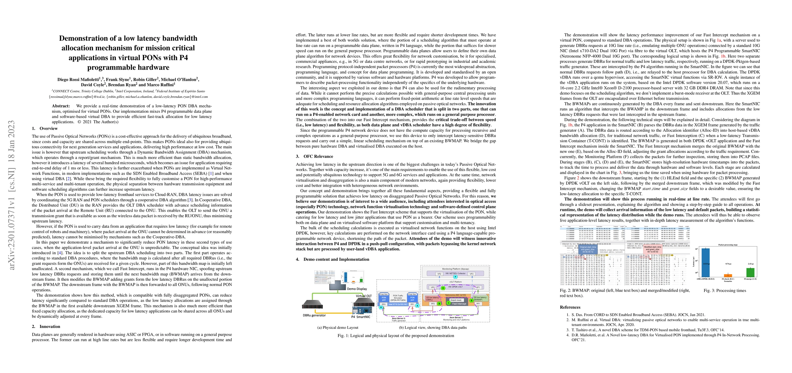 Thumbnail for Demonstration of a low latency bandwidth allocation mechanism for
  mission critical applications in virtual PONs with P4 programmable hardware