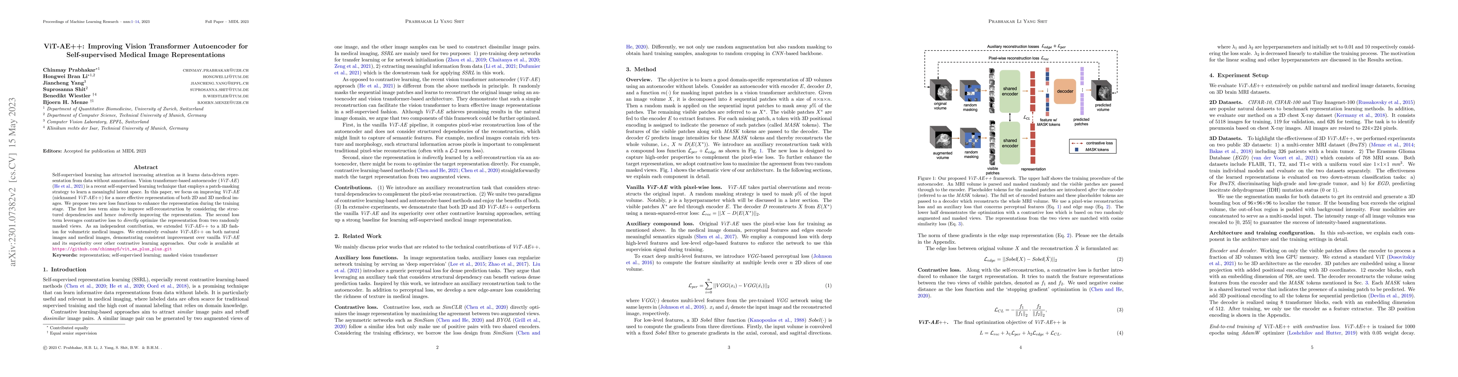 Thumbnail for ViT-AE++: Improving Vision Transformer Autoencoder for Self-supervised
  Medical Image Representations