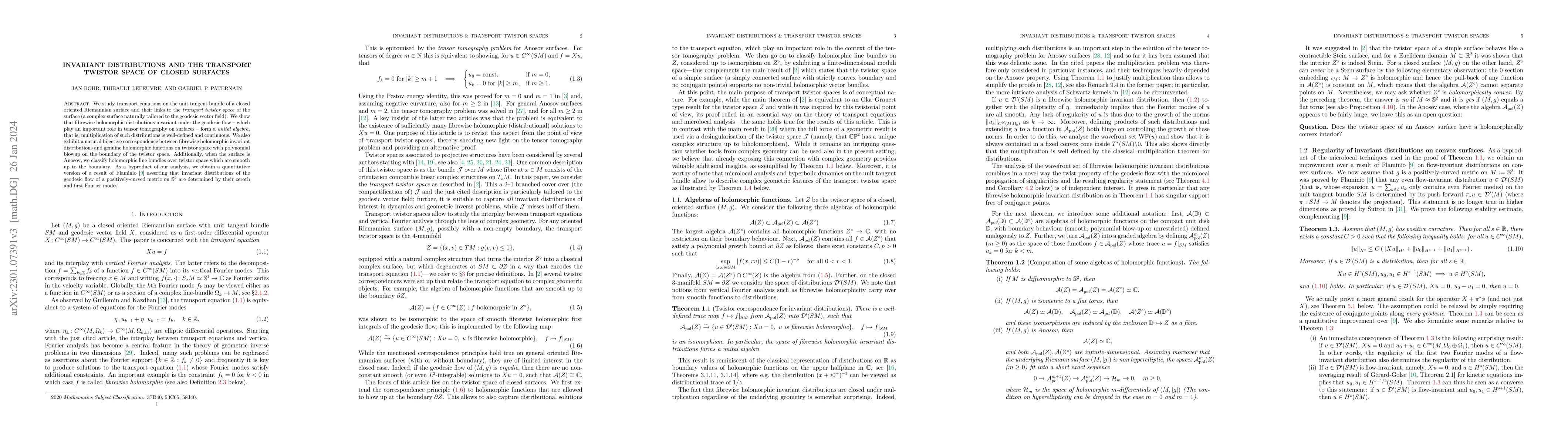Thumbnail for Invariant distributions and the transport twistor space of closed
  surfaces