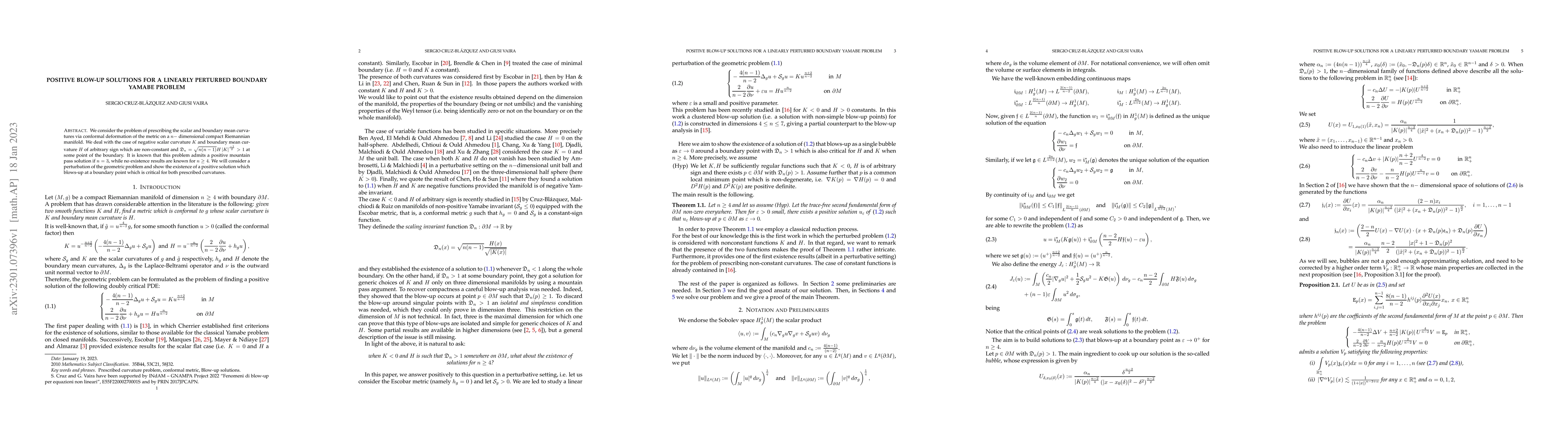 Thumbnail for Positive Blow-up Solutions for a Linearly Perturbed Boundary Yamabe
  Problem