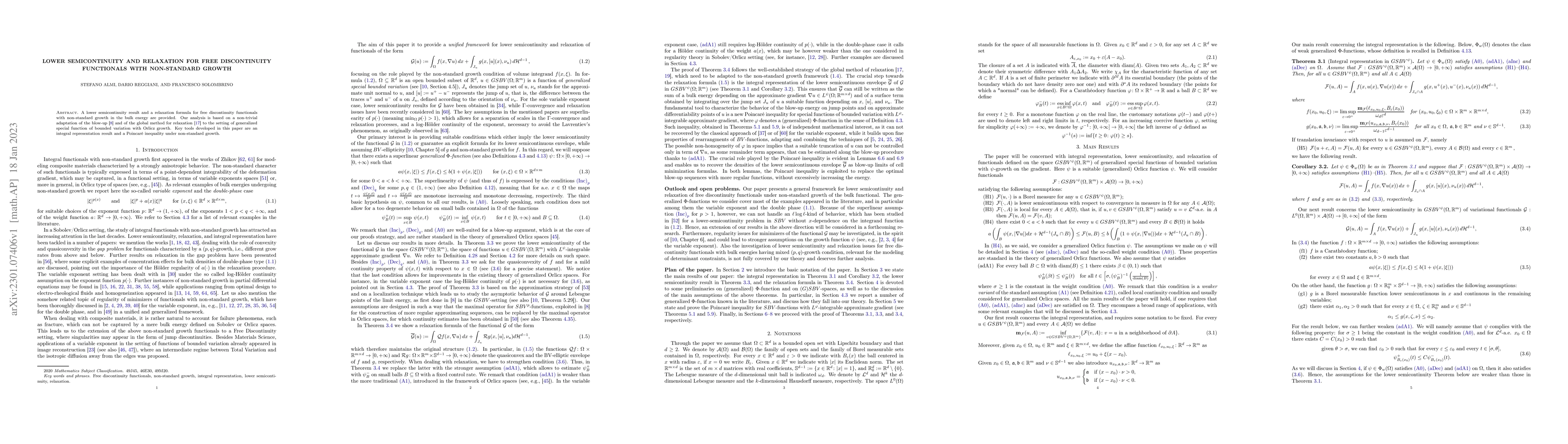 Thumbnail for Lower semicontinuity and relaxation for free discontinuity functionals
  with non-standard growth