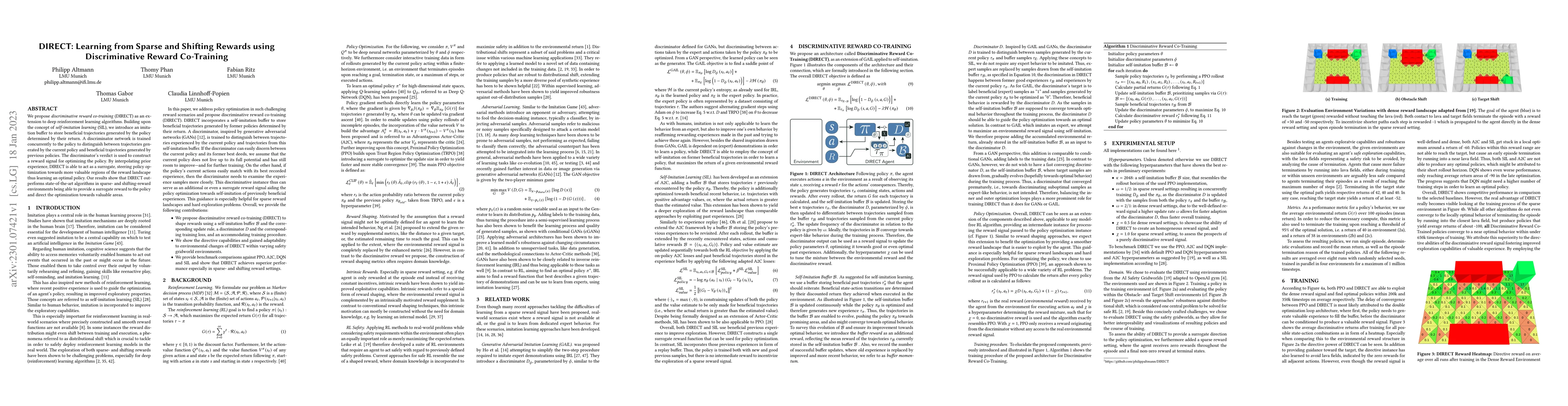 Thumbnail for DIRECT: Learning from Sparse and Shifting Rewards using Discriminative
  Reward Co-Training