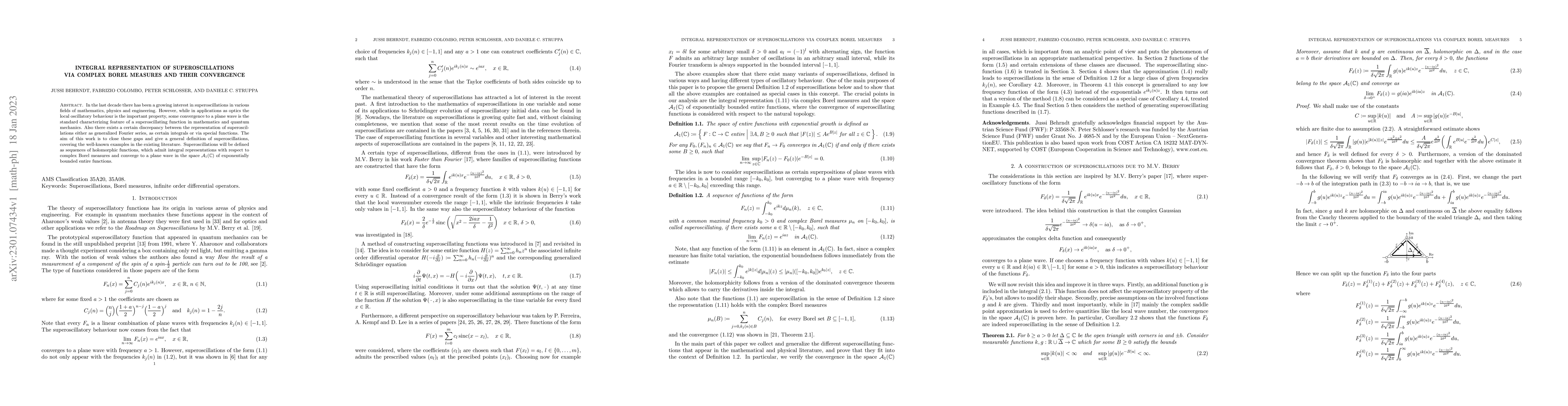 Thumbnail for Integral representation of superoscillations via complex Borel measures
  and their convergence