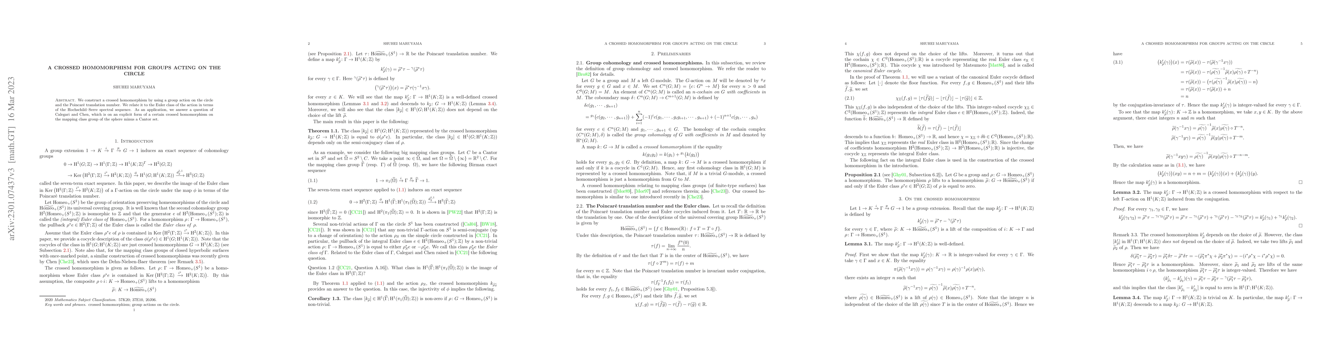 Thumbnail for A crossed homomorphism for groups acting on the circle