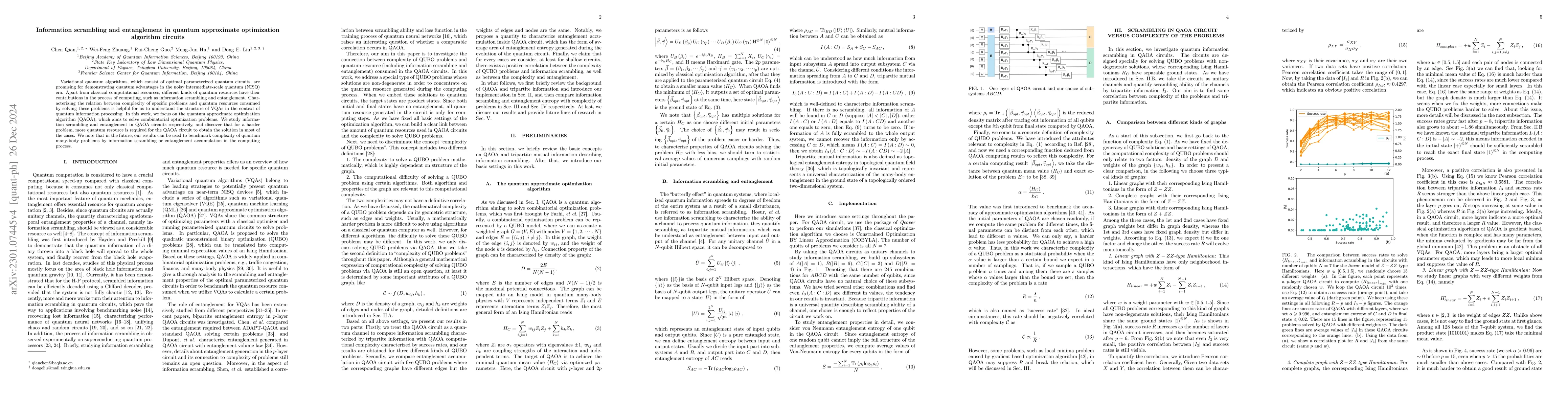 Thumbnail for Information scrambling and entanglement in quantum approximate
  optimization algorithm circuits