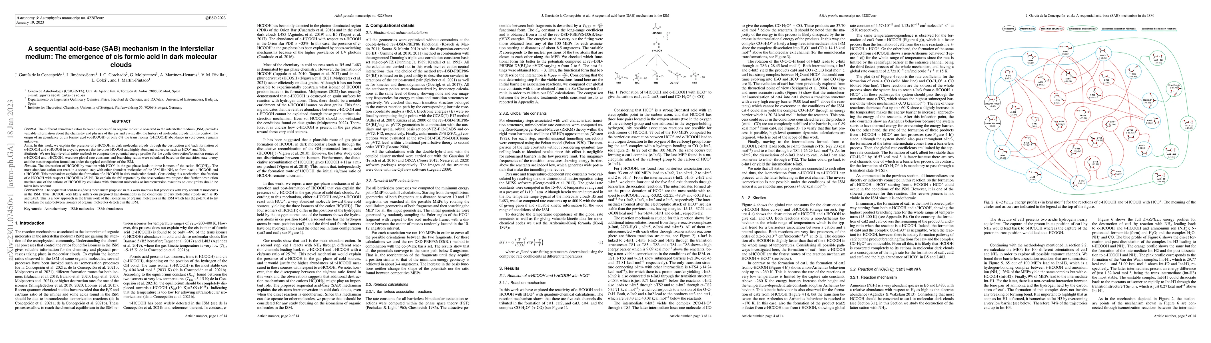 Thumbnail for A sequential acid-base (SAB) mechanism in the interstellar medium: The
  emergence of cis formic acid in dark molecular clouds
