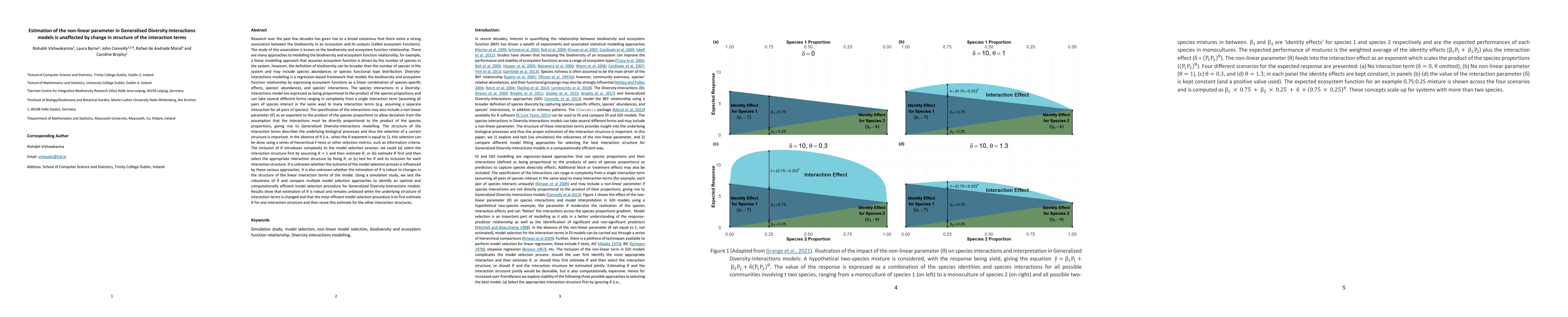 Thumbnail for Estimation of the non-linear parameter in Generalised
  Diversity-Interactions models is unaffected by change in structure of the
  interaction terms